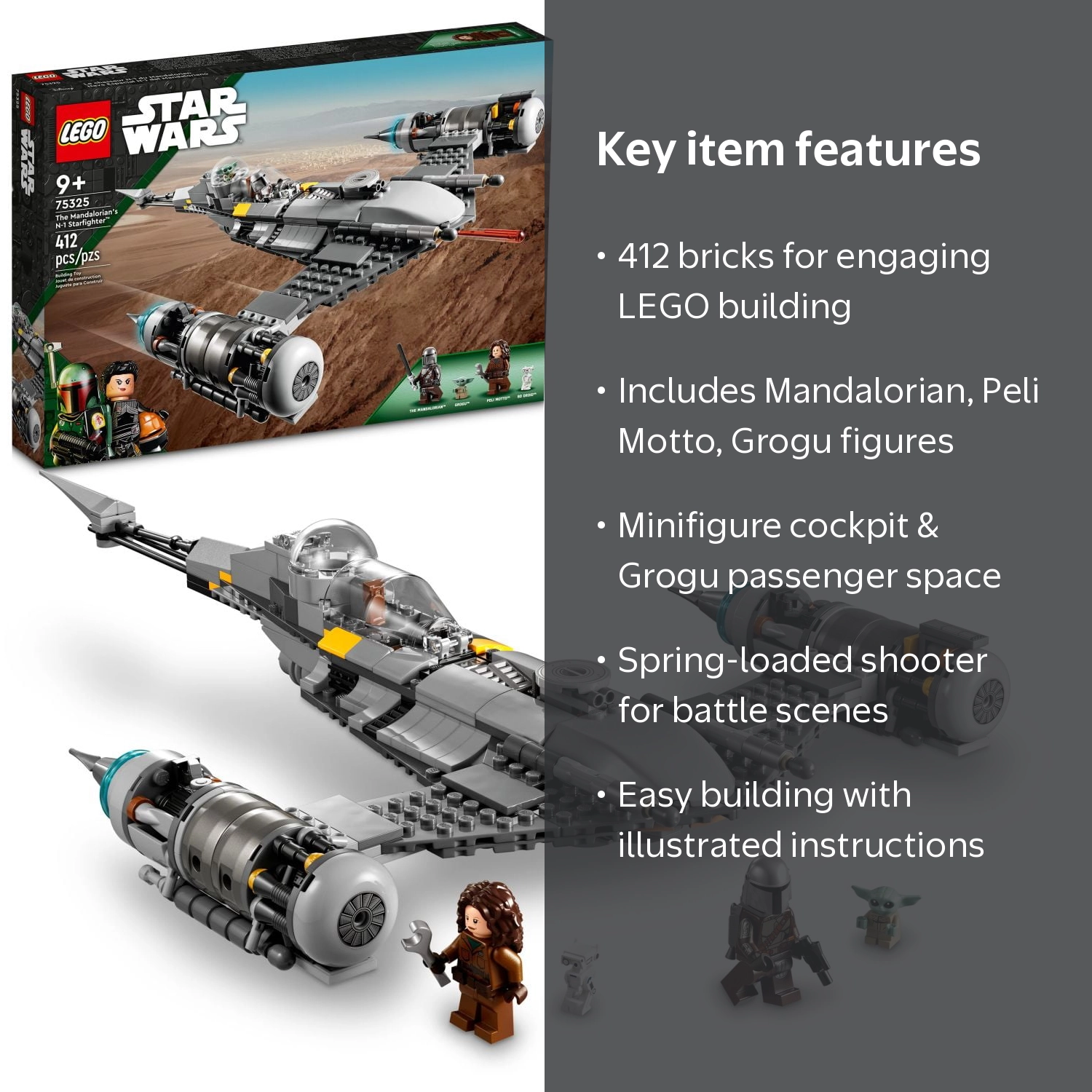 LEGO Star Wars The Mandalorian's N-1 Starfighter 75325, Baby Yoda