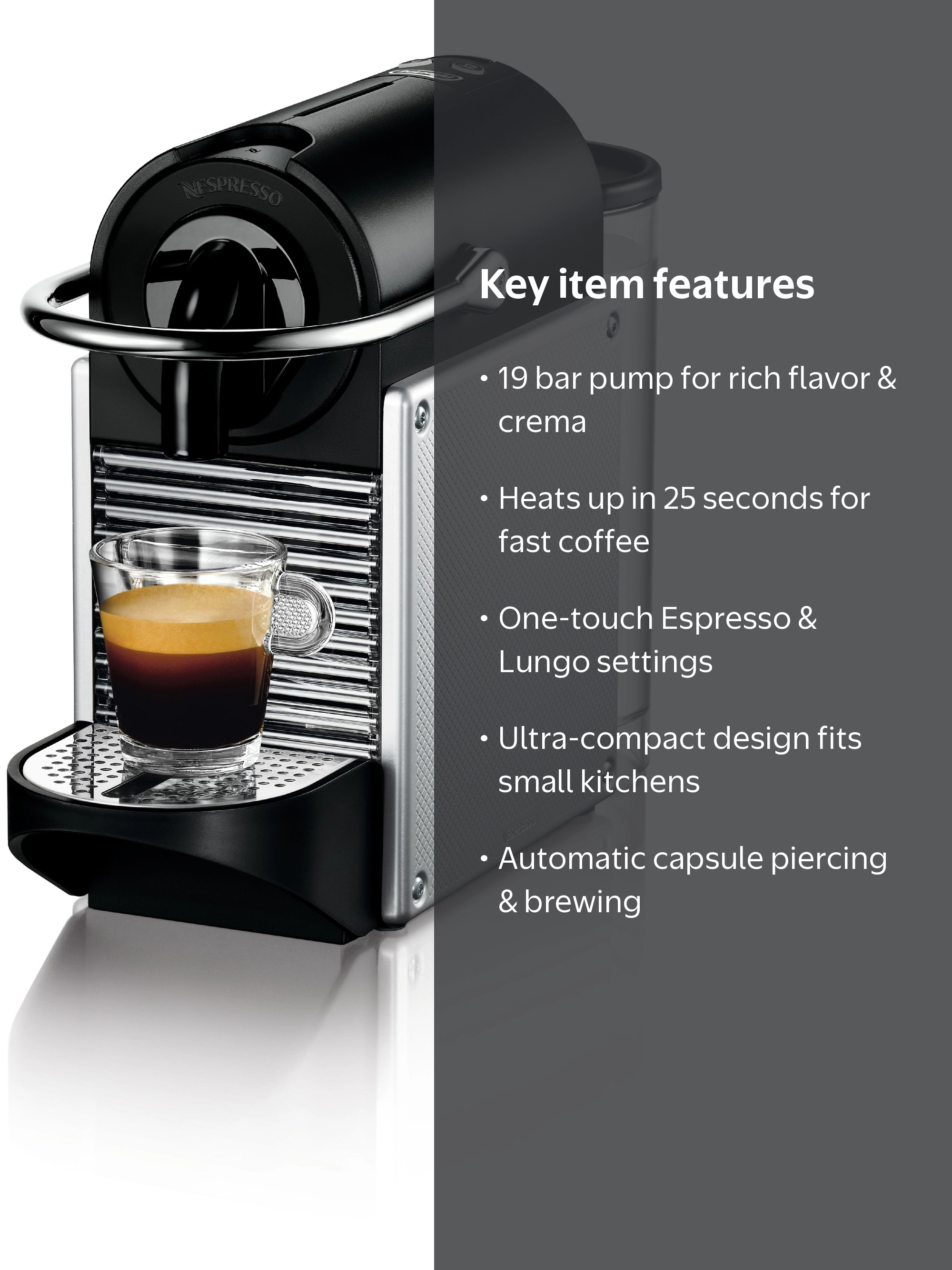 Nespresso Pixie エスプレッソマシン ブラック De'Longhi Nespresso Pixie Small Coffee Maker, Espresso Machine