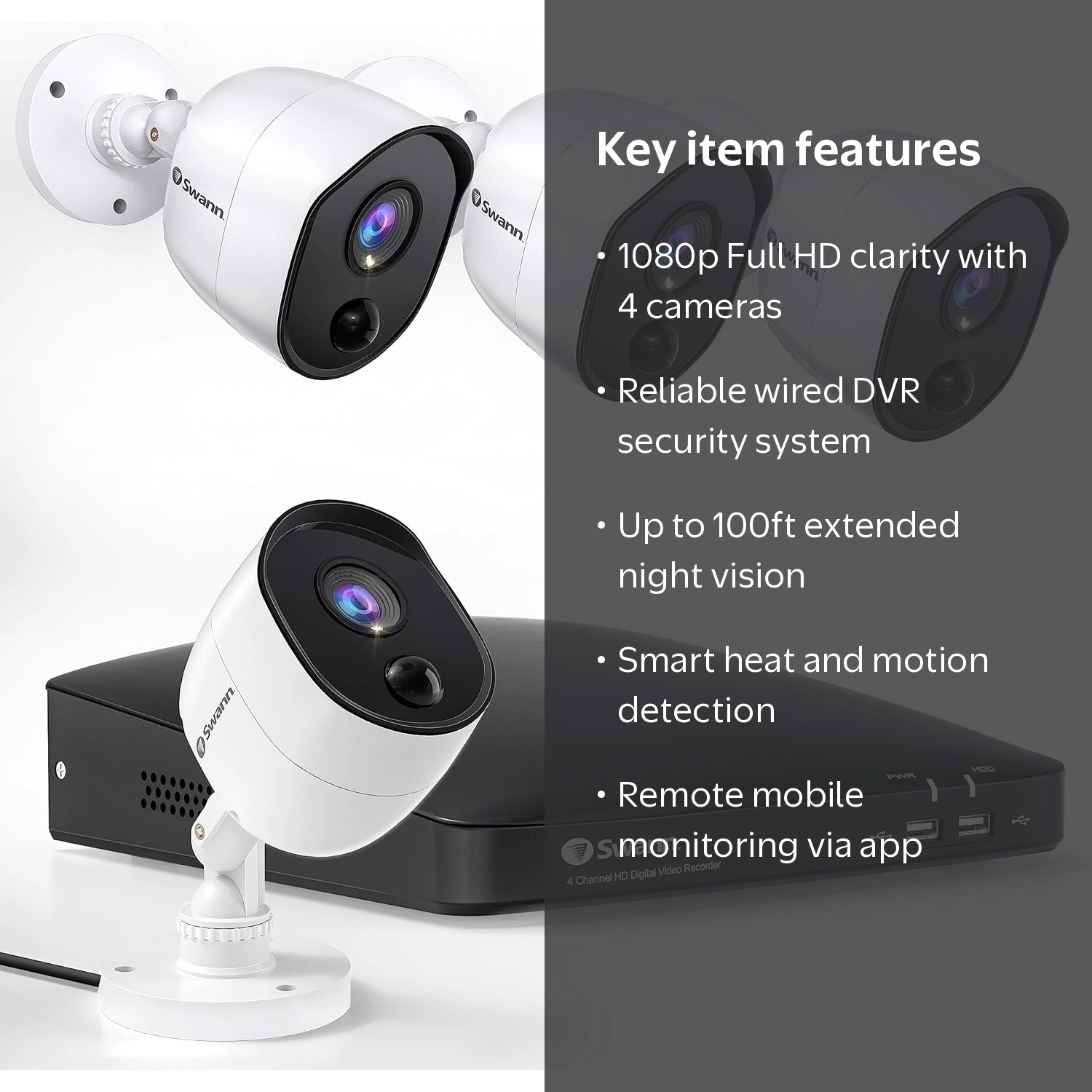 Swann 1080p Full HD DVR Security System with Night Vision, Indoor