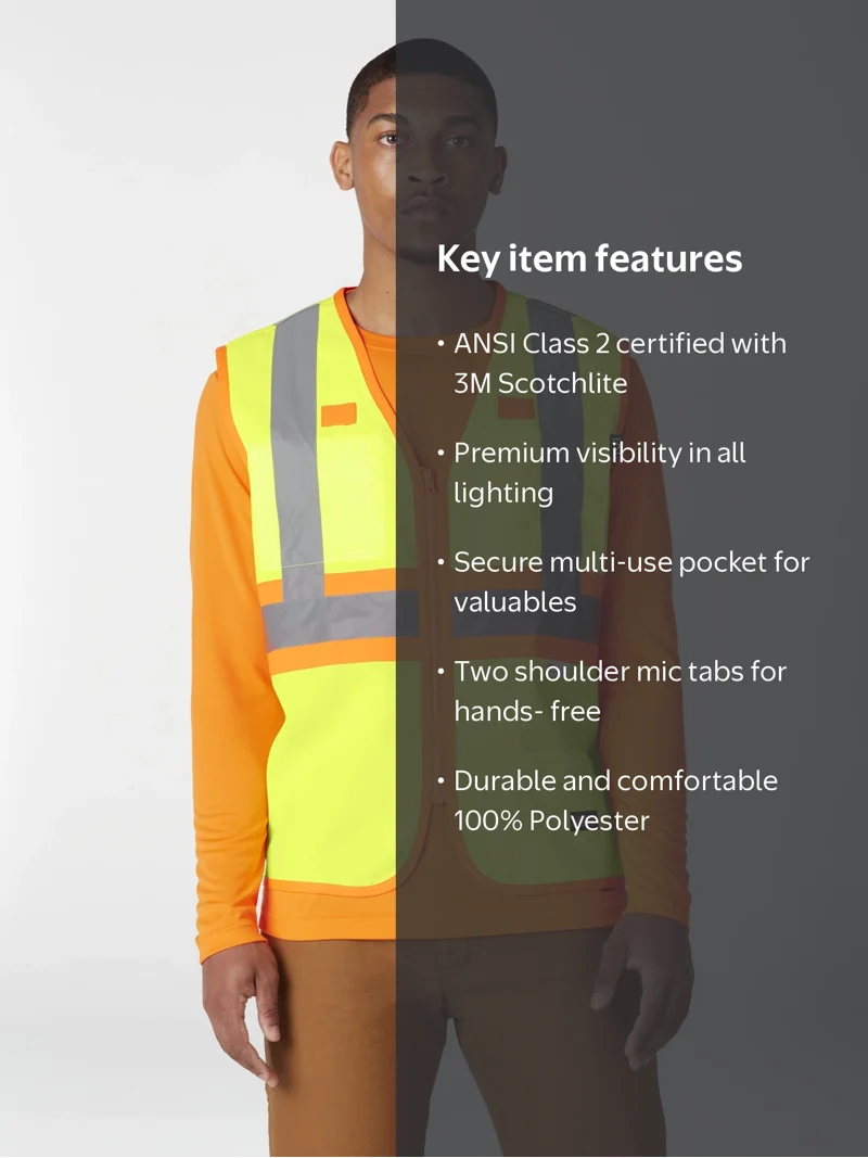Genuine Dickies Hi-Vis Synthetic Work Vest, 3M Scotchlite