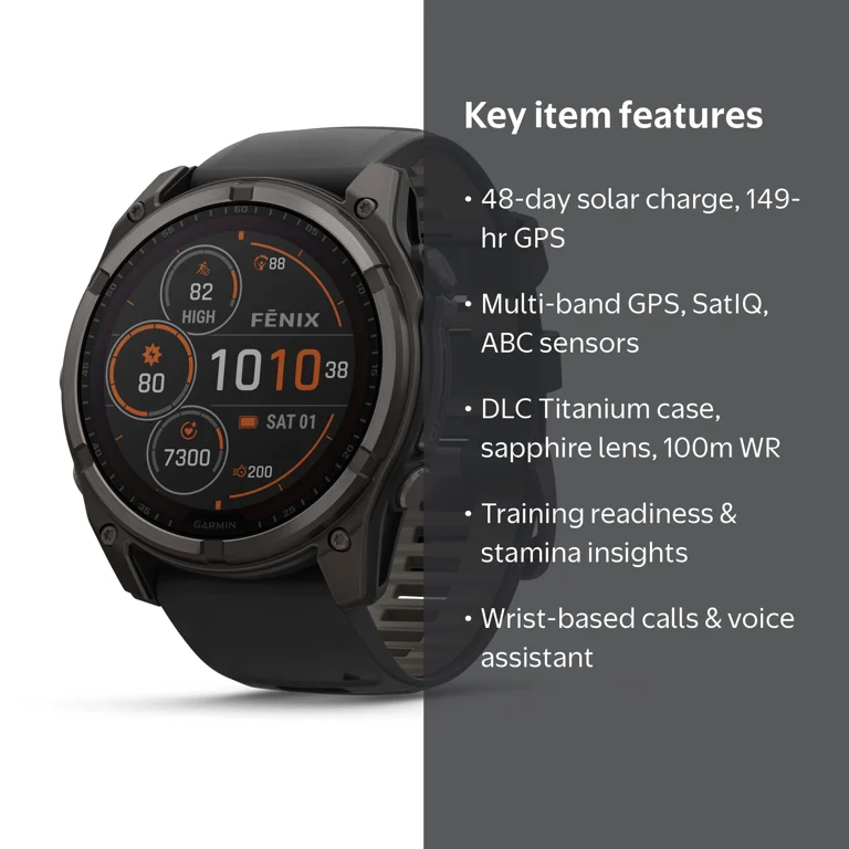 GARMIN, Fenix 8 GPS, Black Titanium Case, 51 x 51 mm - Walmart.com