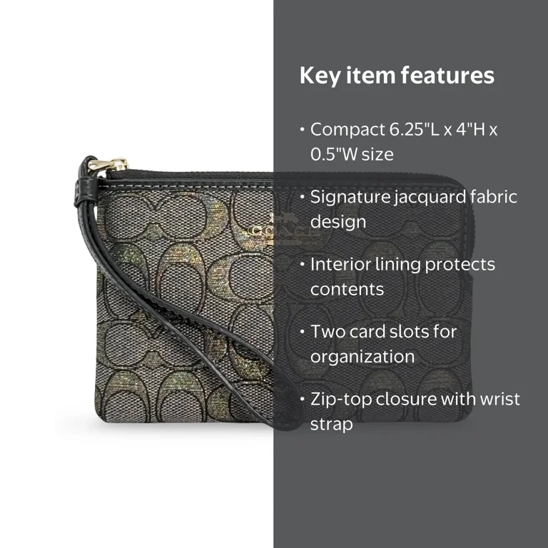 Coach Women's Small Corner Zip Wristlet in Signature Jacquard