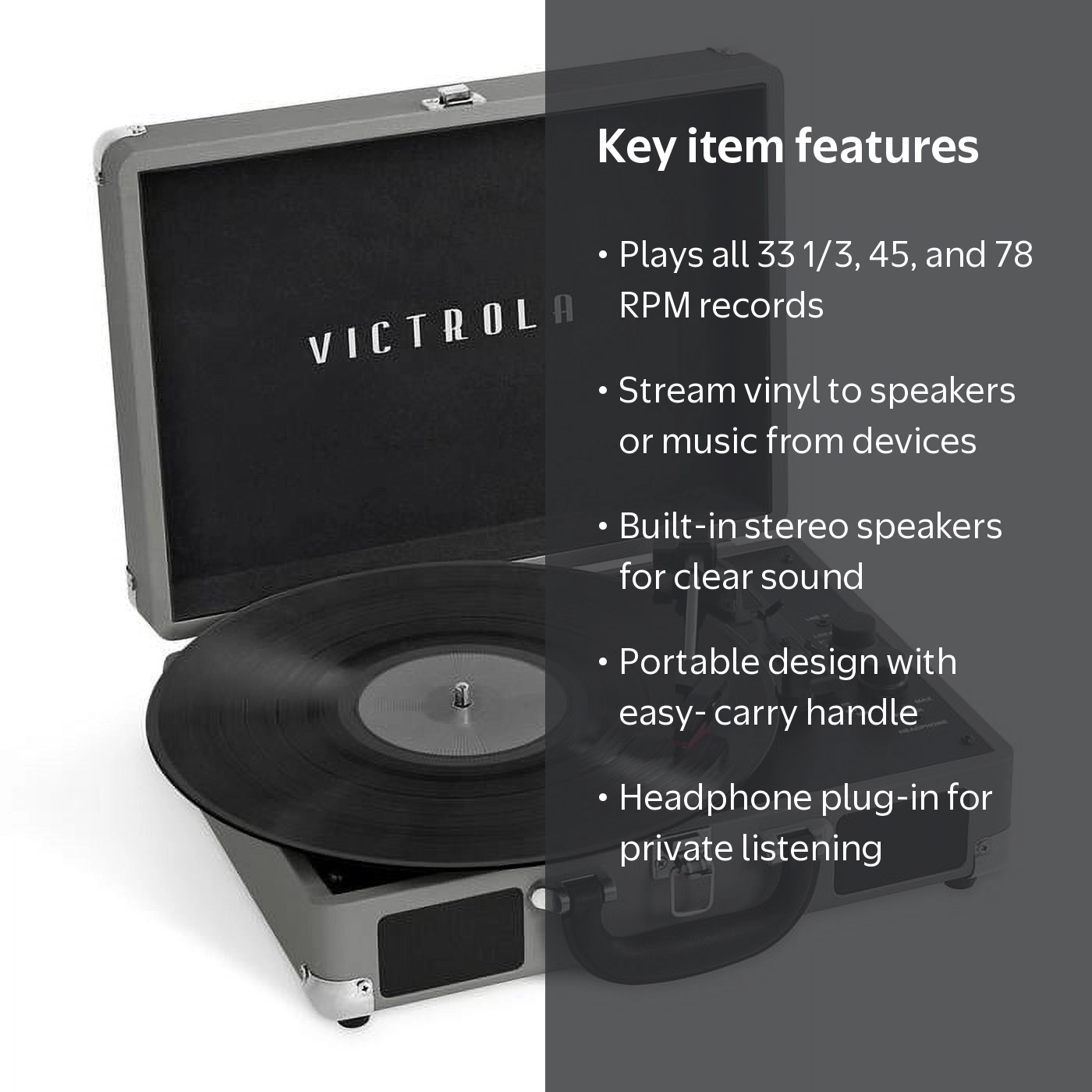 Victrola Journey+ Bluetooth Suitcase Record Player - Walmart.com