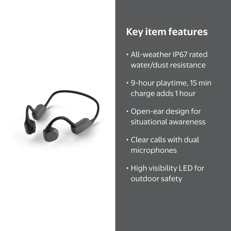 Philips A6606 Bone Conduction Bluetooth Headphones, Lightweight