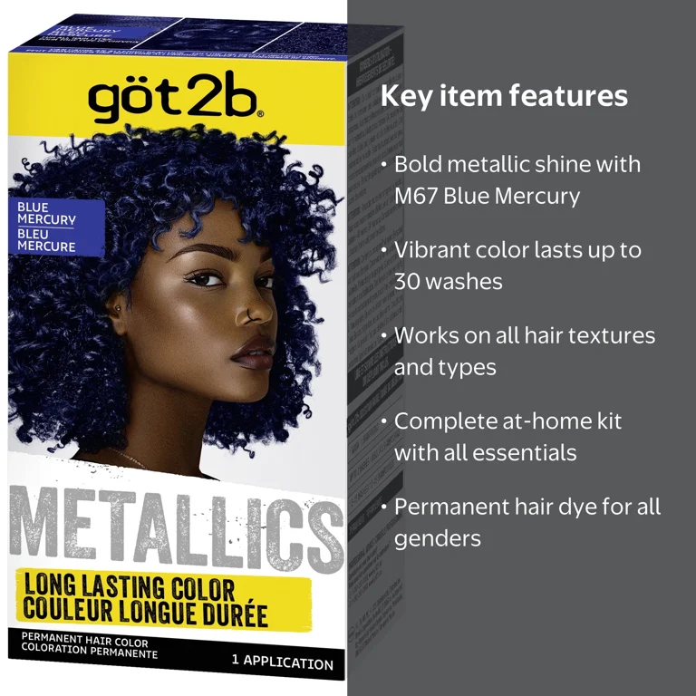 got2b, Metallics Permanent Hair Dye, M67 Blue Mercury, Bold