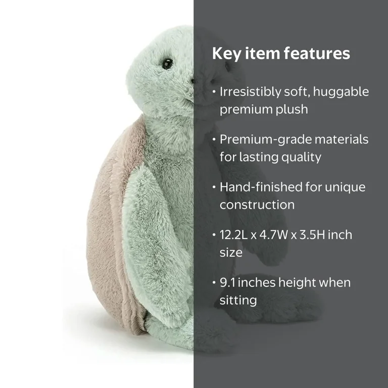 Jellycat Bashful Turtle Stuffed Animal, Medium 12 inches - Reptile