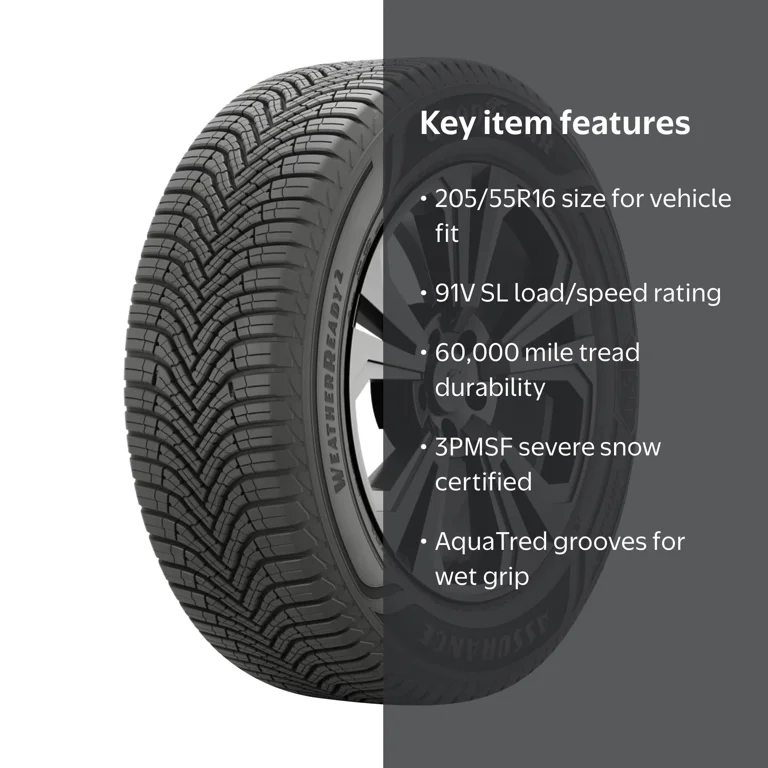 ②グッドイヤー　オールシーズンタイヤ２本（205/55R16）【2/2】 Goodyear, Passenger Tire, WeatherReady 2, 205/55R16, 91V - Walmart.com
