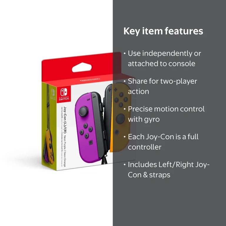 Nintendo Switch Joy-Con Pair, Neon Purple & Orange - Walmart.com