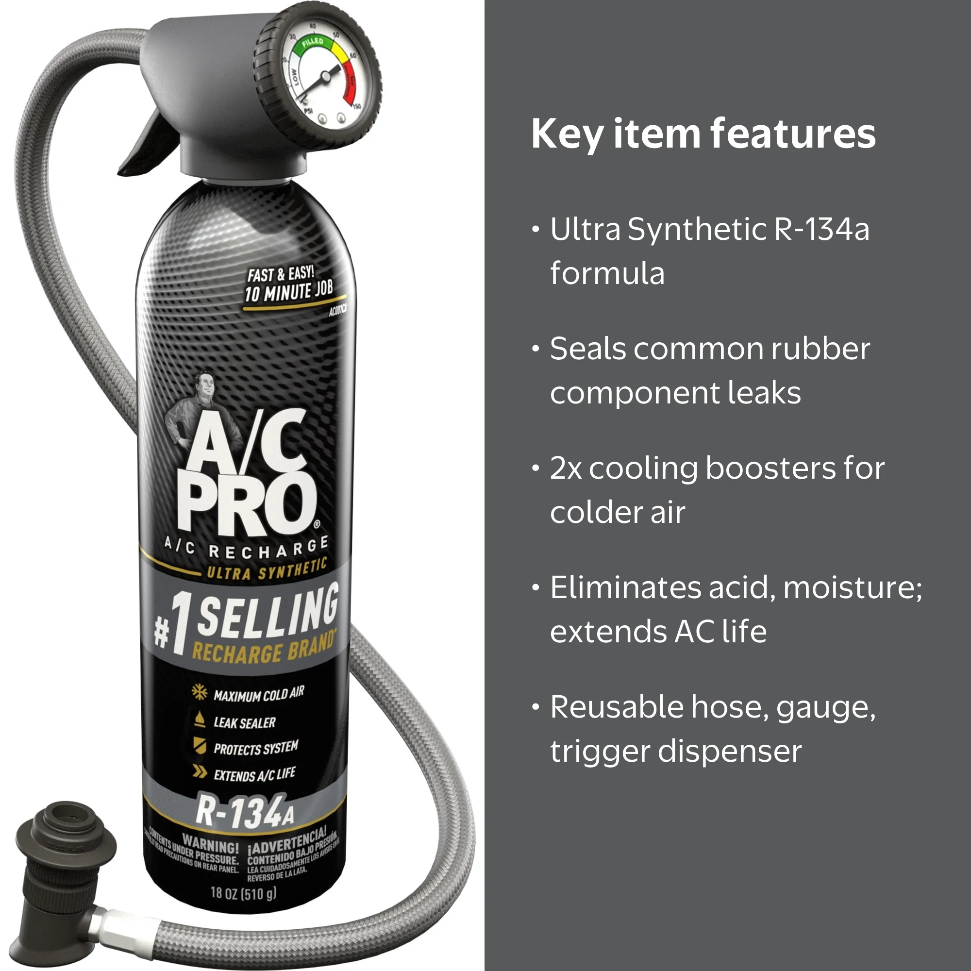 A/C Pro ACP-100 Ultra Synthetic R-134a Car Refrigerant Kit - 18 OZ