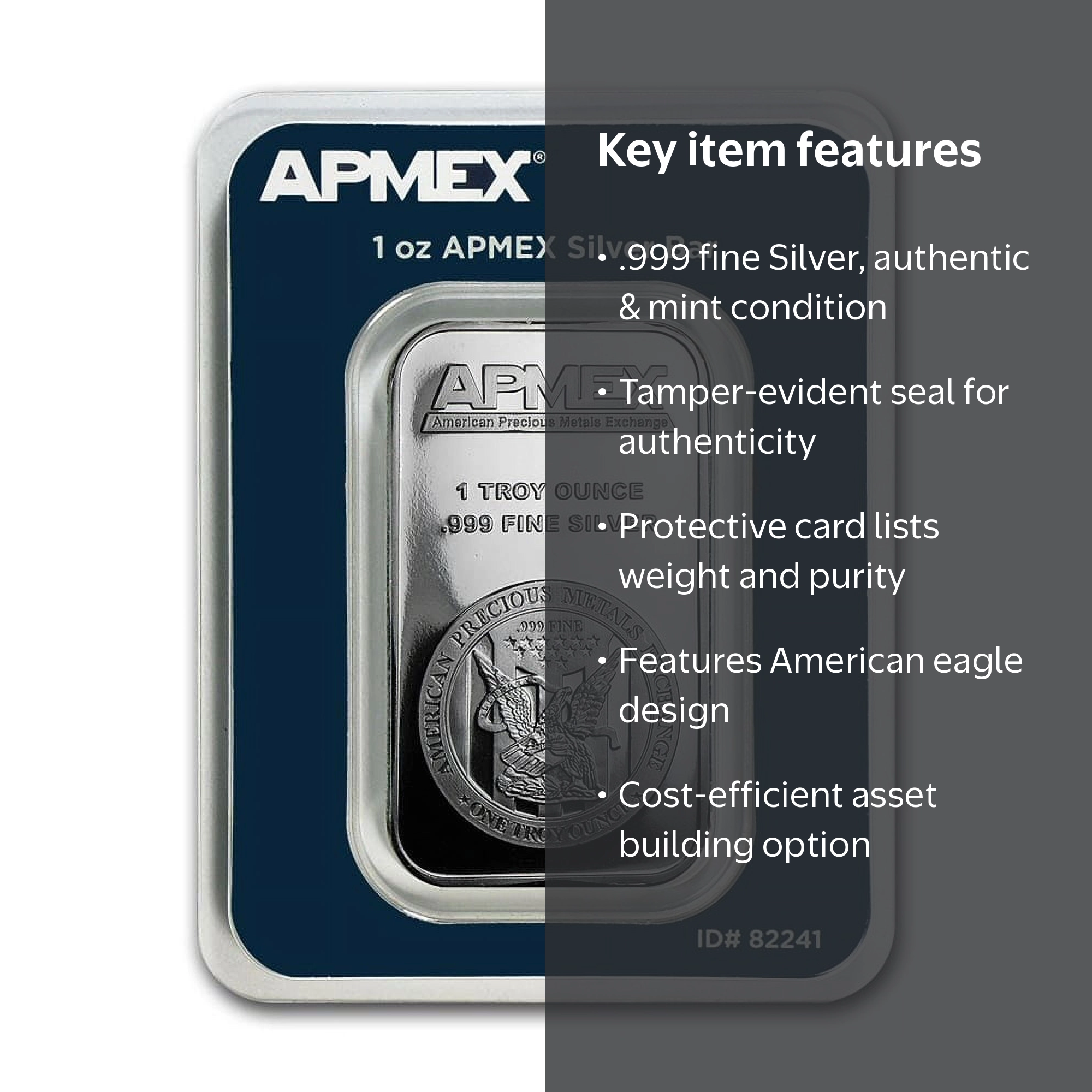 APMEX 1 oz Silver Bar, .999 Fine Silver, Tamper-Evident Packaging