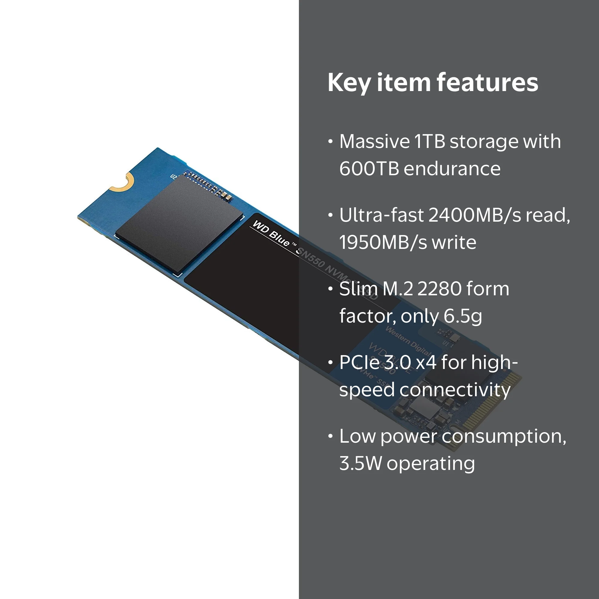 WD BLUE SN550 WDS100T2B0C 1TB Solid State Drive M.2 2280 Internal