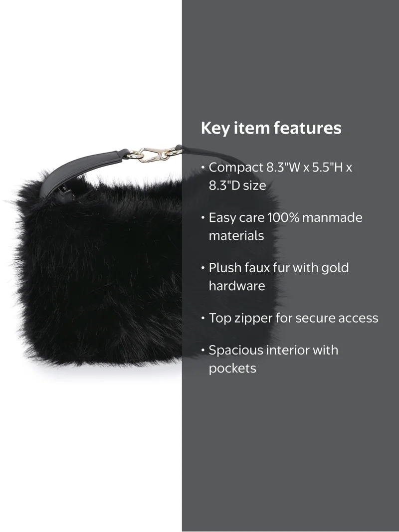 Scoop Women's Faux Fur Top Handle Mini Bag, Black - Walmart.com