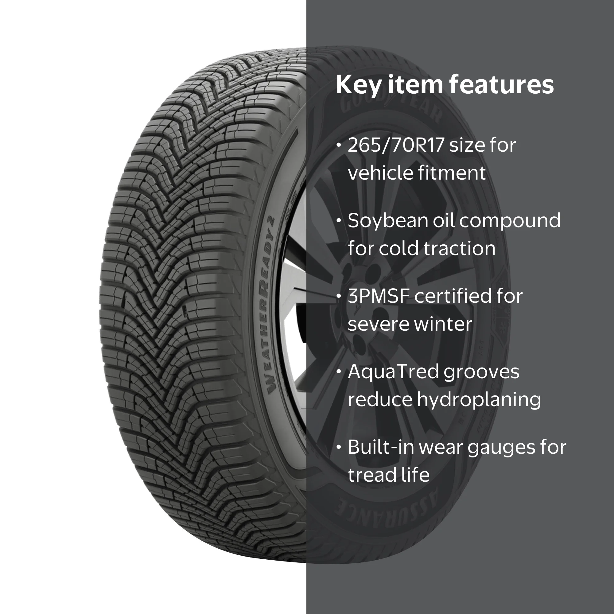 Goodyear, Passenger Tire, 265/70R17 115H, All Weather WeatherReady