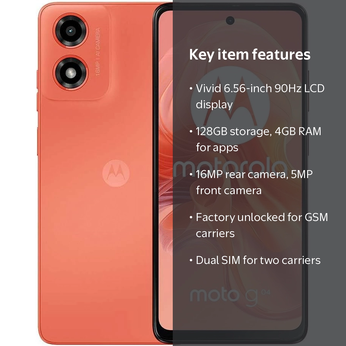 Motorola Moto G04 128GB + 4GB RAM (Dual Sim) Factory GSM Unlocked