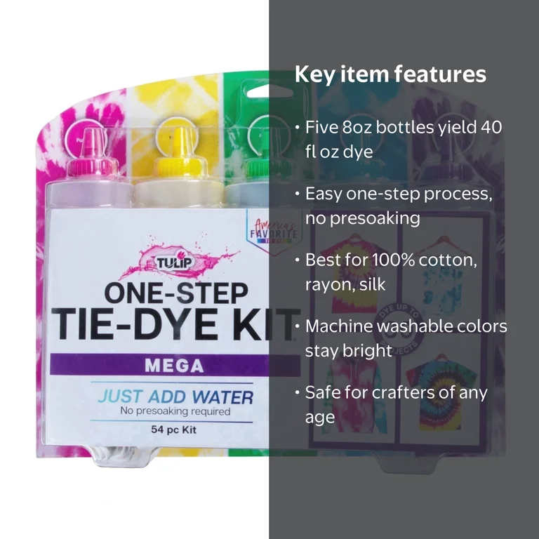 Tulip 5 Color One-Step Tie-Dye Kit Mega Bright Rainbow Dye in 8 fl