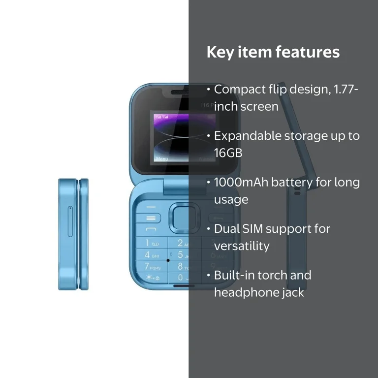 GJX Keypad Phones,Compact Cell Phone with Dual SIM,16GB Flip Phone