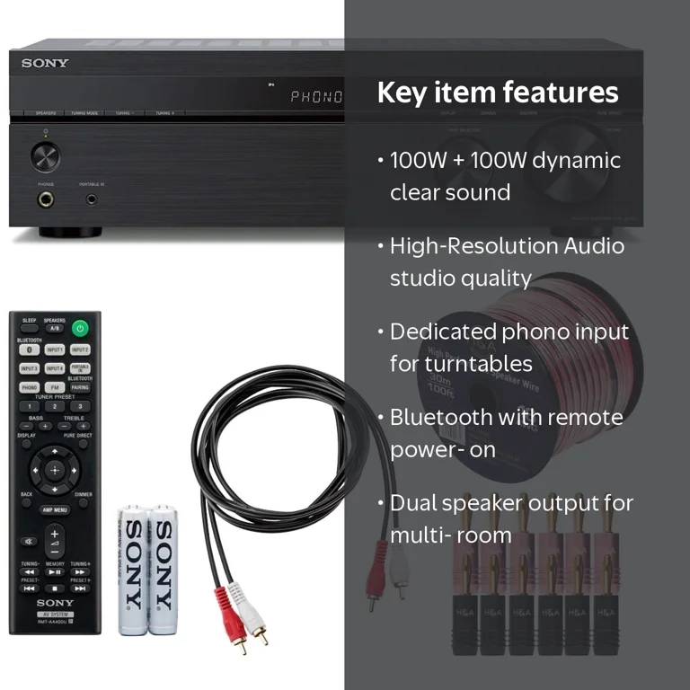 Sony STR-DH190 2-Channel Stereo Receiver, Bluetooth, Phono Input