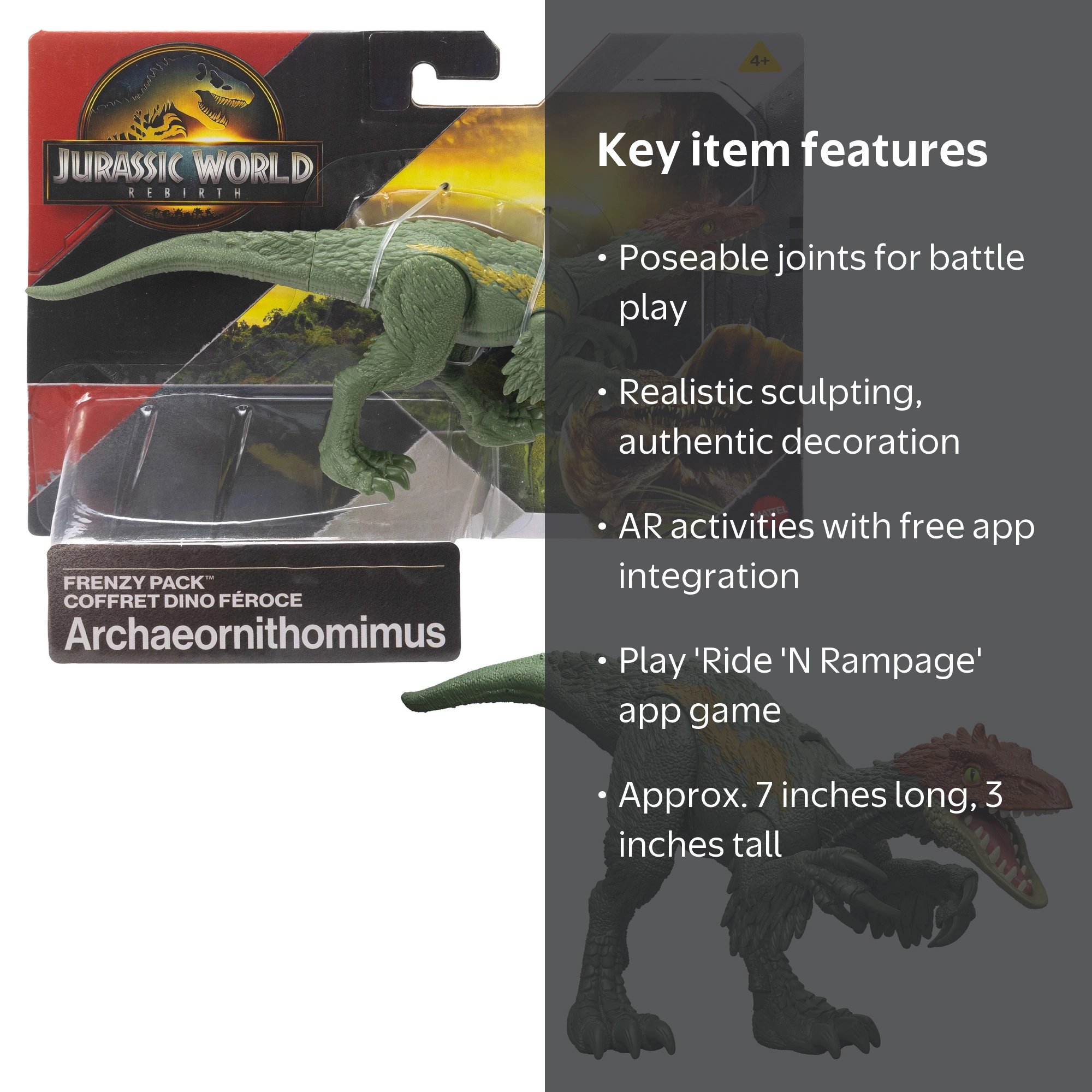Jurassic World Rebirth Frenzy Pack Archaeornithomimus Dinosaur