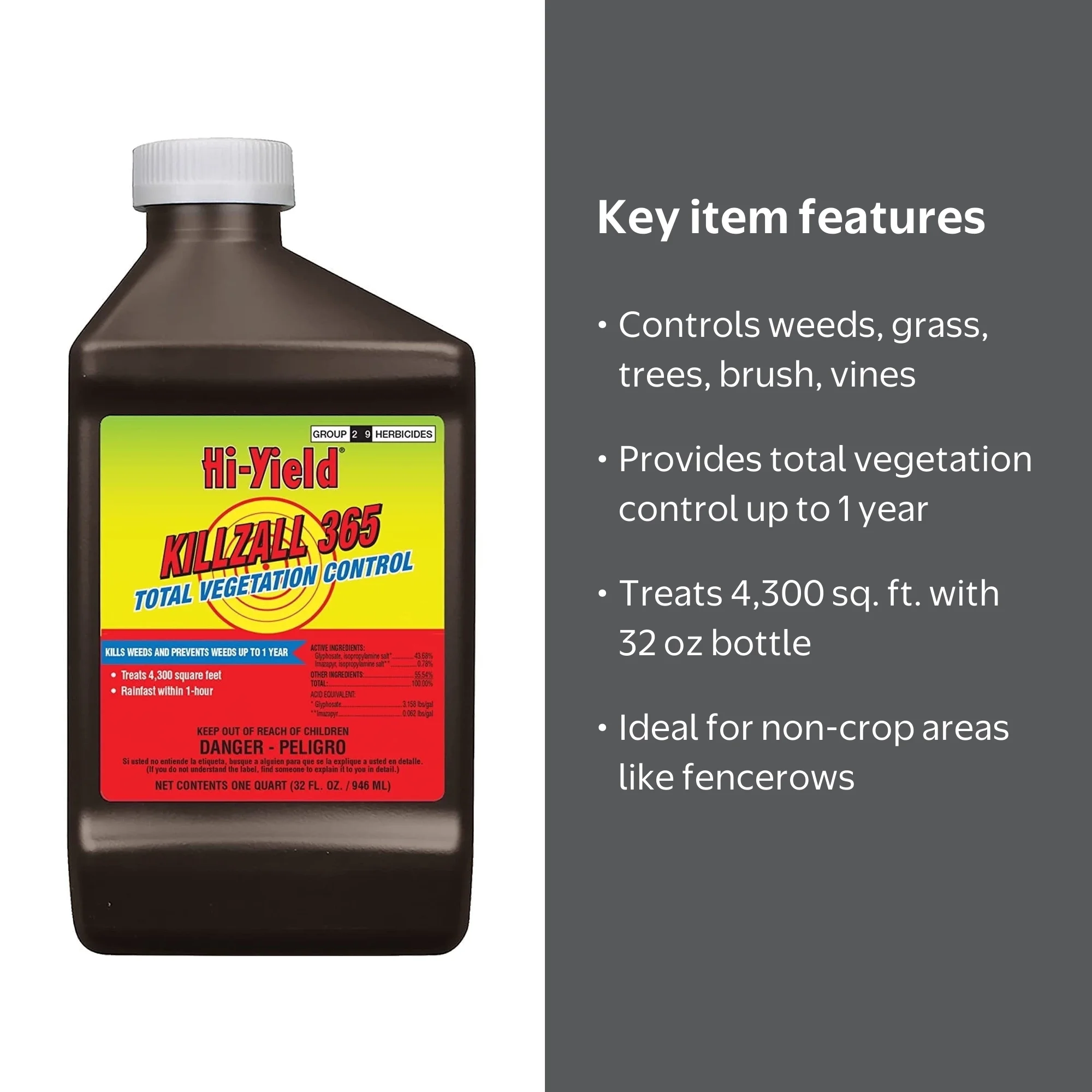 Hi-Yield, Killzall 365 Weed Killer, 32 oz, Vegetation Control