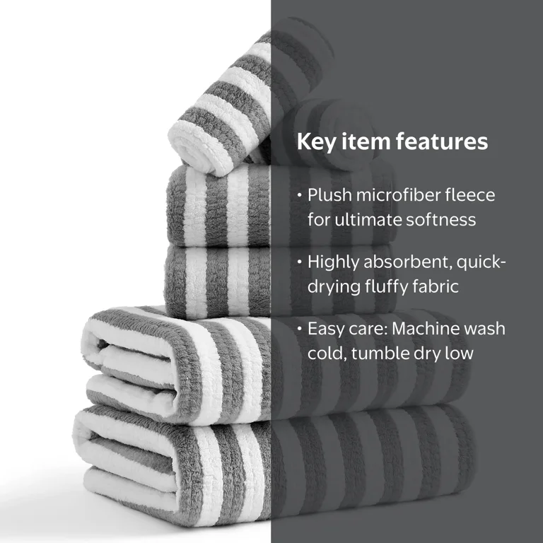 Jessy Home 6 Piece Light Gray Bath Towel Set for Bathroom-2 Bath