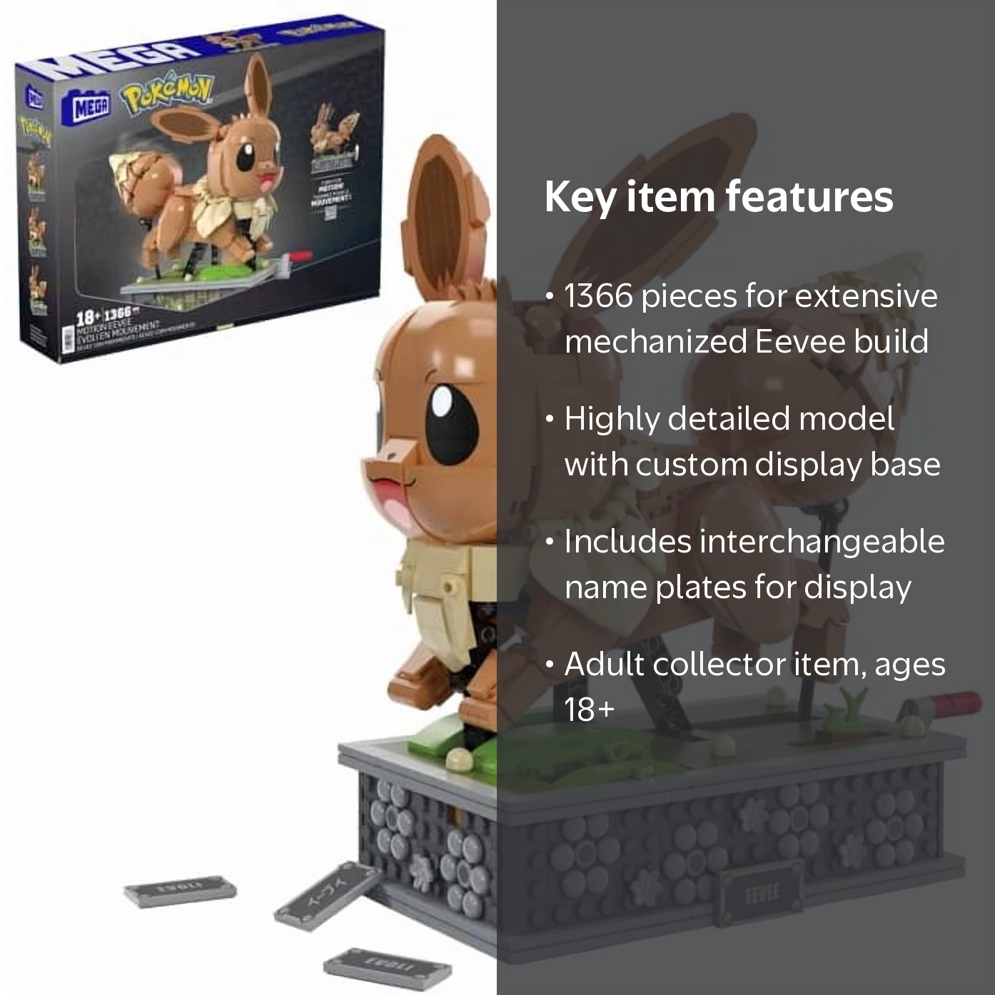 MEGA BLOKS - Pokemon: Build with Motion Eevee, 1366 Piece Toy Set