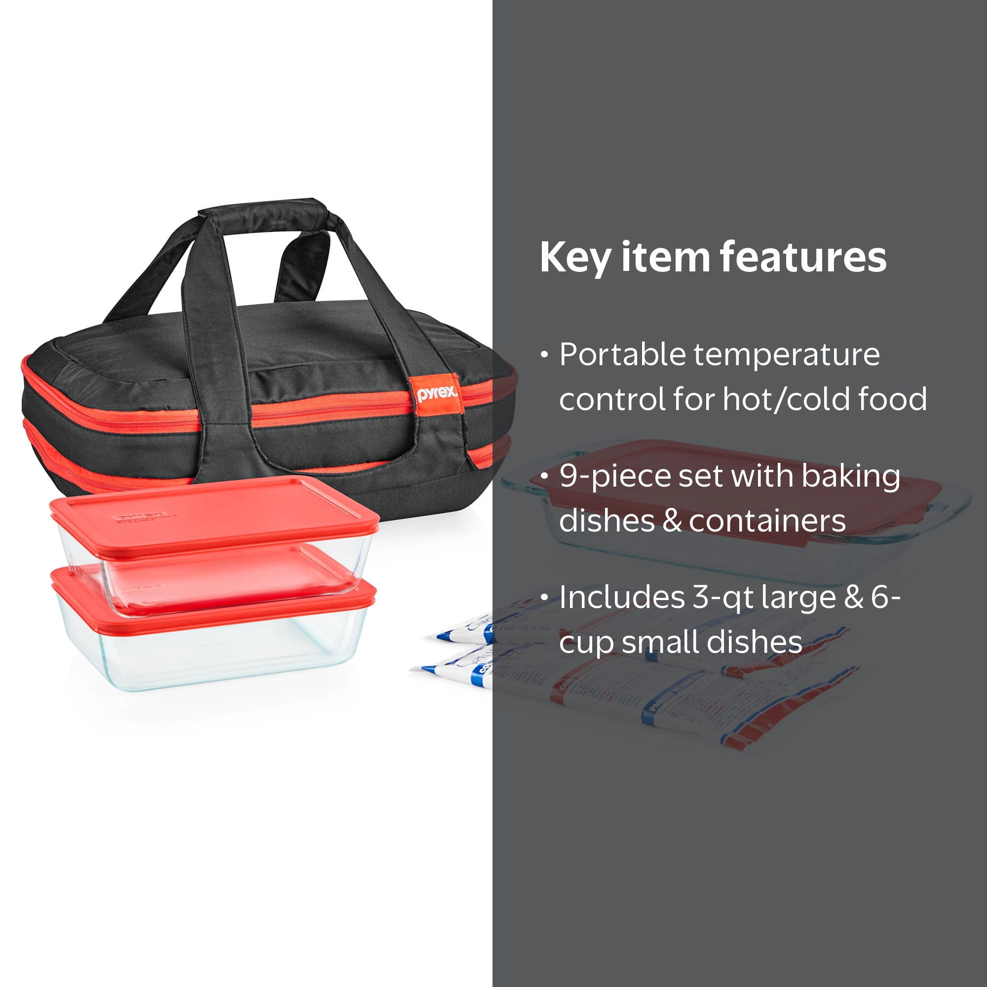 Pyrex® Deep Portable, Baking Set, Red, 9 Piece Set - Walmart.com