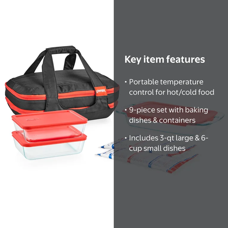 Pyrex® Deep Portable, Baking Set, Red, 9 Piece Set - Walmart.com