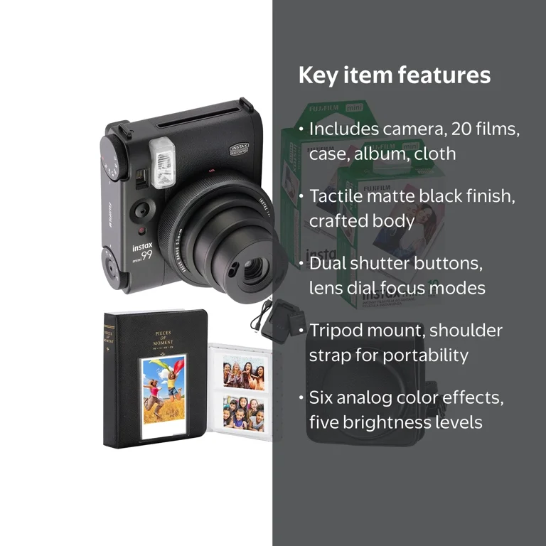 FUJIFILM Instax Mini 99 Camera, 20 Mini Films, Camera Case, Photo