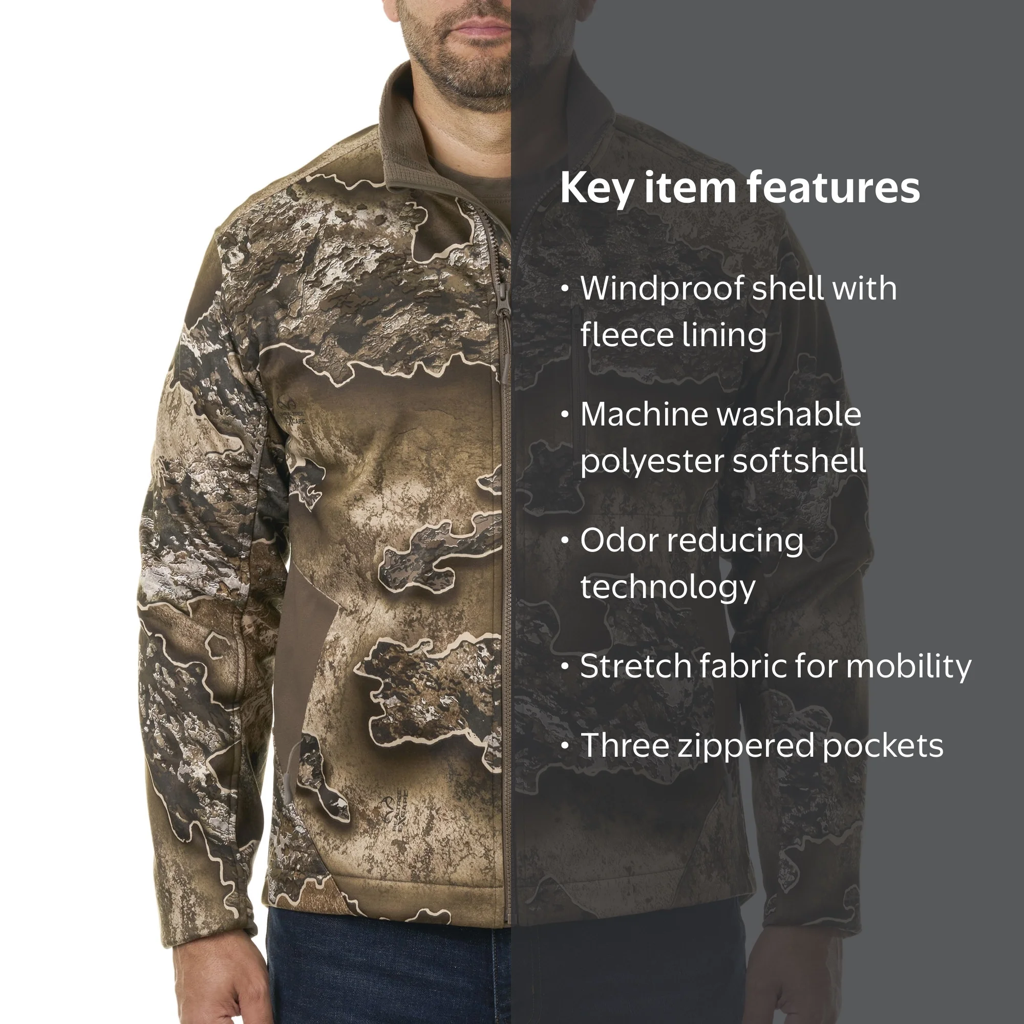 Realtree Excape Men's Chill Cutter Softshell Hunting Jacket, Sizes