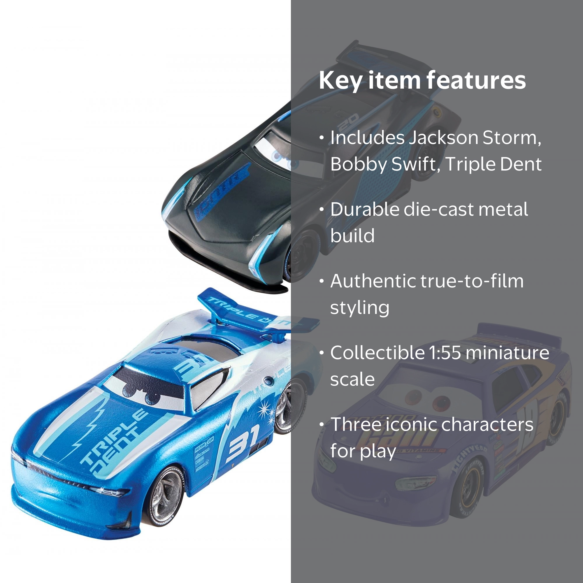 Disney cars 3点セット DISNEY PIXAR CARS PISTON CUP 3-PACK TOM DARRELL CARTRIP BOB