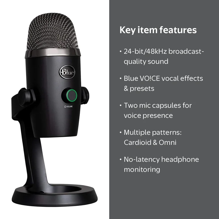 Blue Microphones, Blue Yeti Nano Premium USB Microphone, Blackout