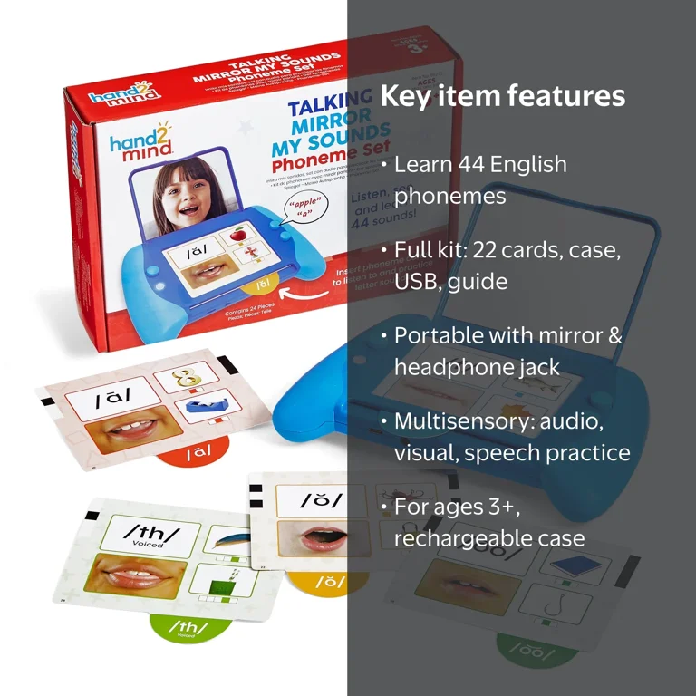 Hand2Mind Talking Mirror Phoneme Set, Phonics Games, Ages 3+