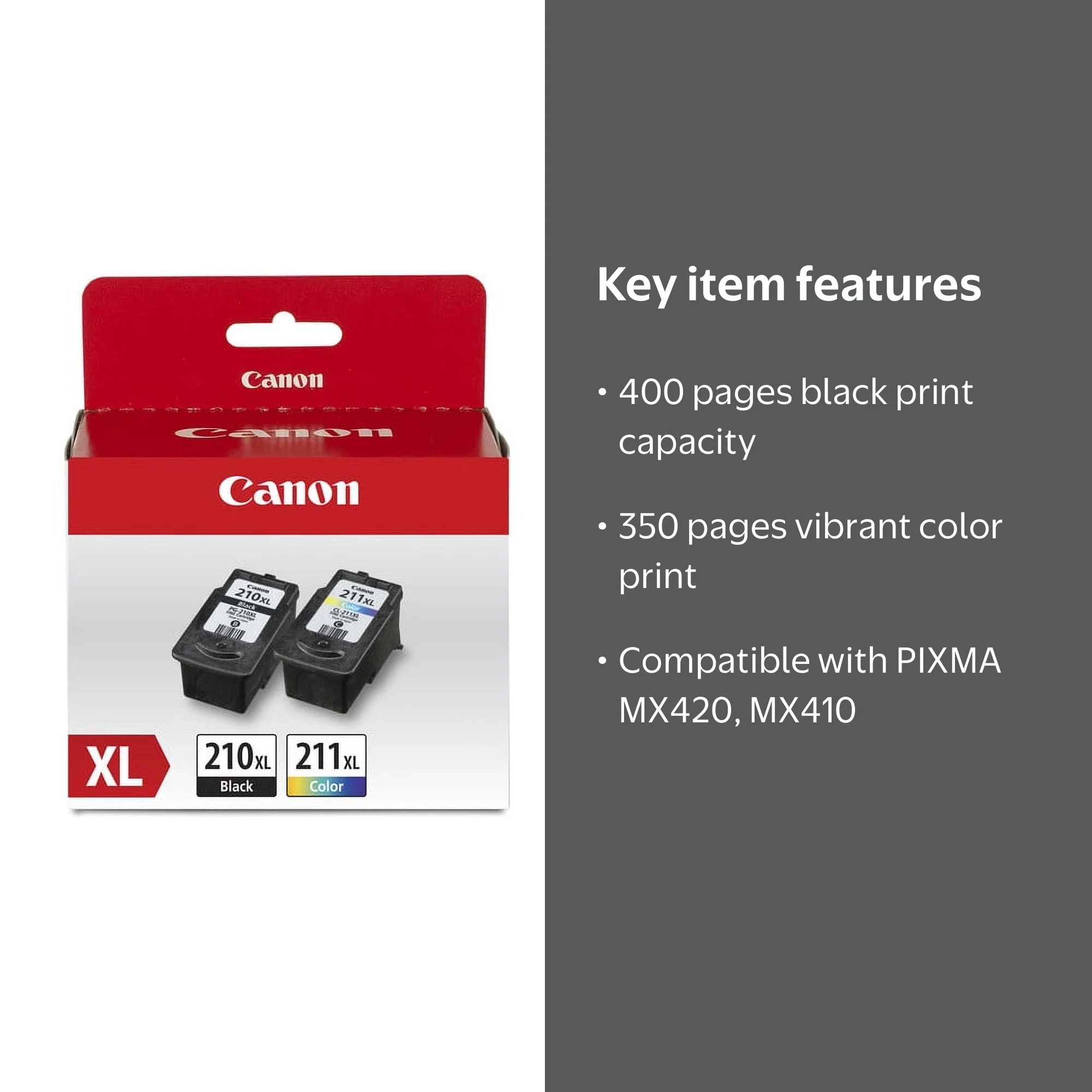 Canon, PG-210 XL CL-211 XL Value Pack, Black, Cyan Magenta Yellow