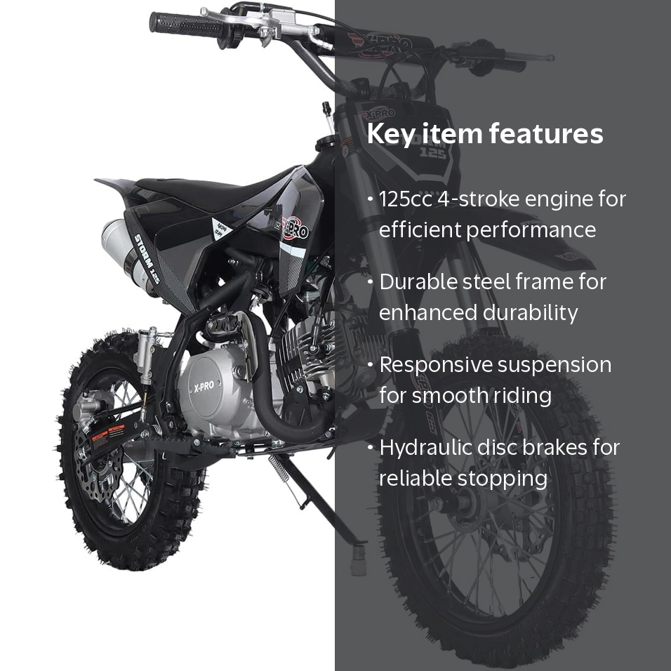 X-Pro Gas Motorcycle Adult & Youth 125cc Dirt Bike, 4-Speed Manual