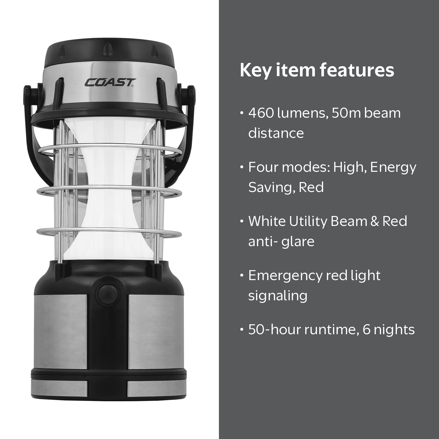 Coast, LED Lantern, 460 Lumens, Dual Color White and Red - Walmart.com