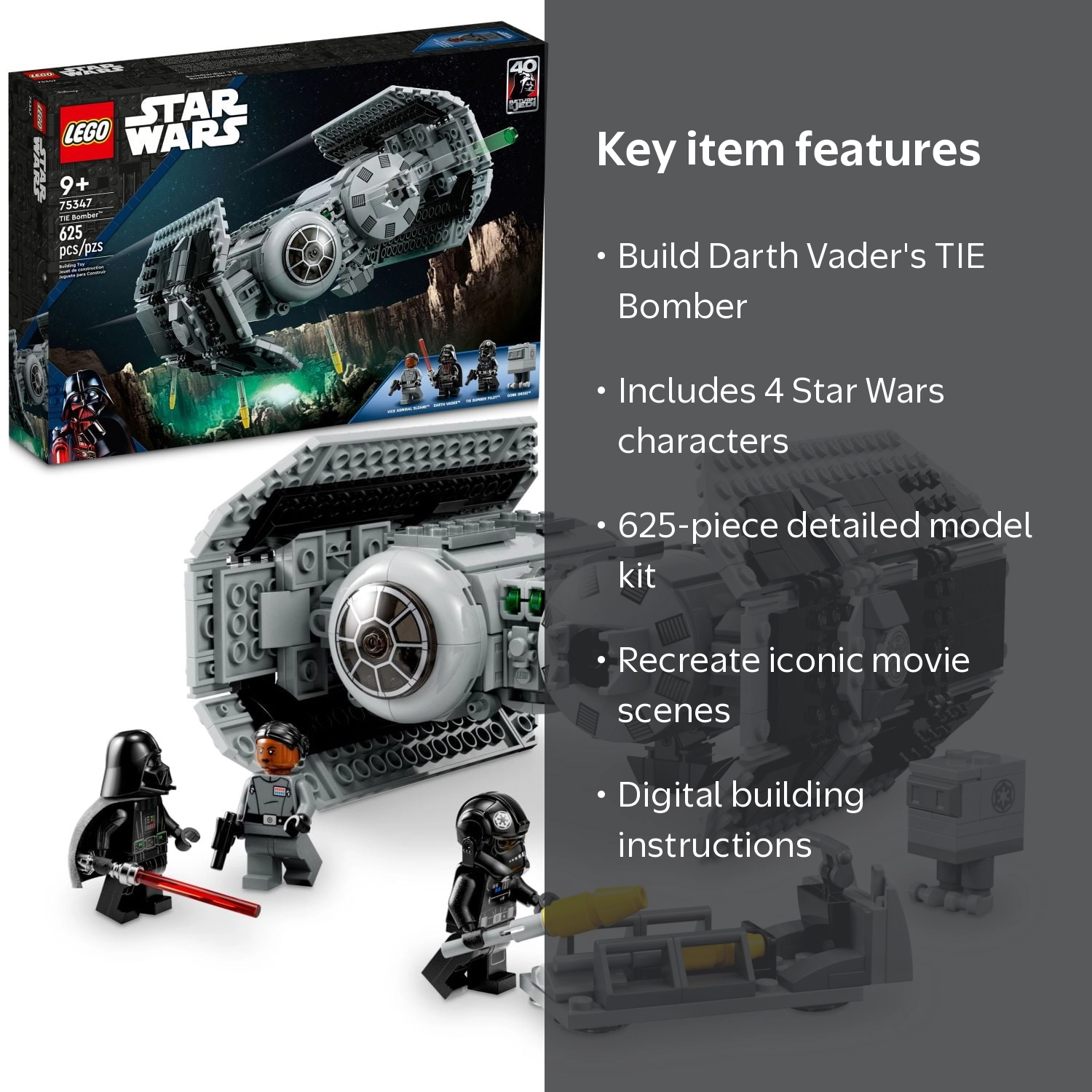 LEGO, Star Wars TIE Bomber Starfighter, Buildable Toy, 75347