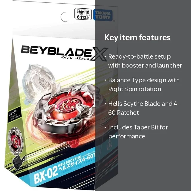 Takara Tomy Beyblade X Hells Scythe 4-60T Starter Set with Booster
