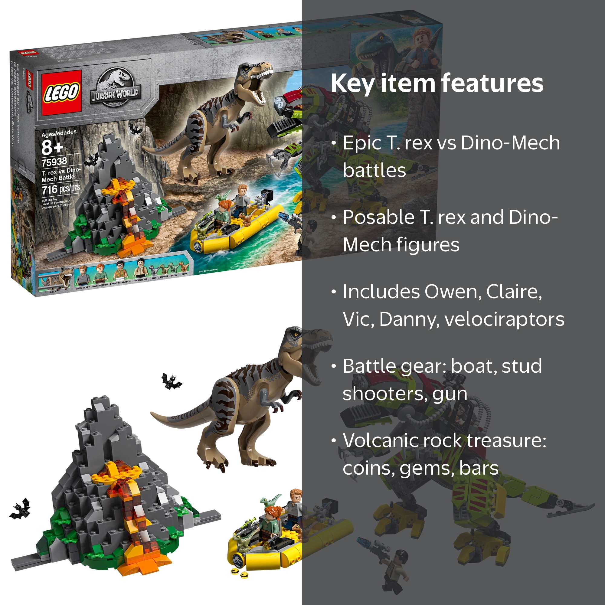 LEGO Jurassic World T-Rex Tyrannosaurus vs Dino-Mech Battle Set