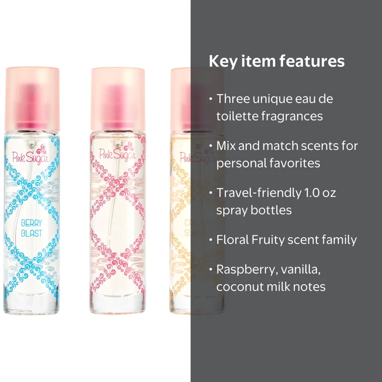 Pink Sugar, Assorted Perfume Gift Set, 3 Pieces, Floral Fruity