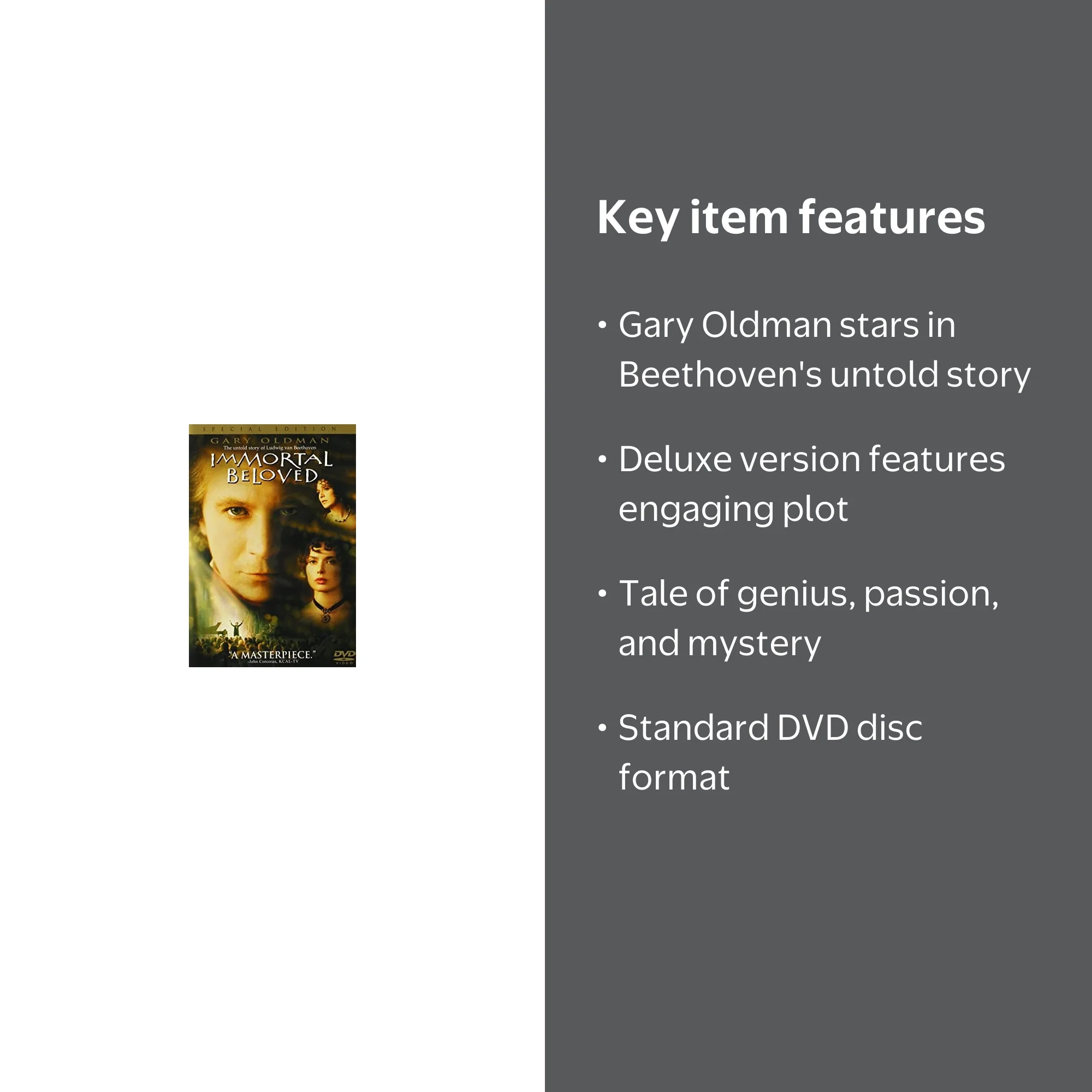 Sony Pictures Immortal Beloved DVD - Drama Starring Gary Oldman