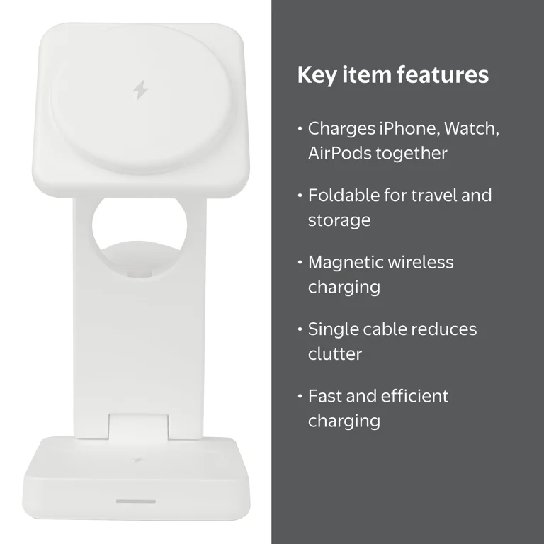 ZSOU 3-in-1 Foldable Magnetic Charging Station, Wireless Charger
