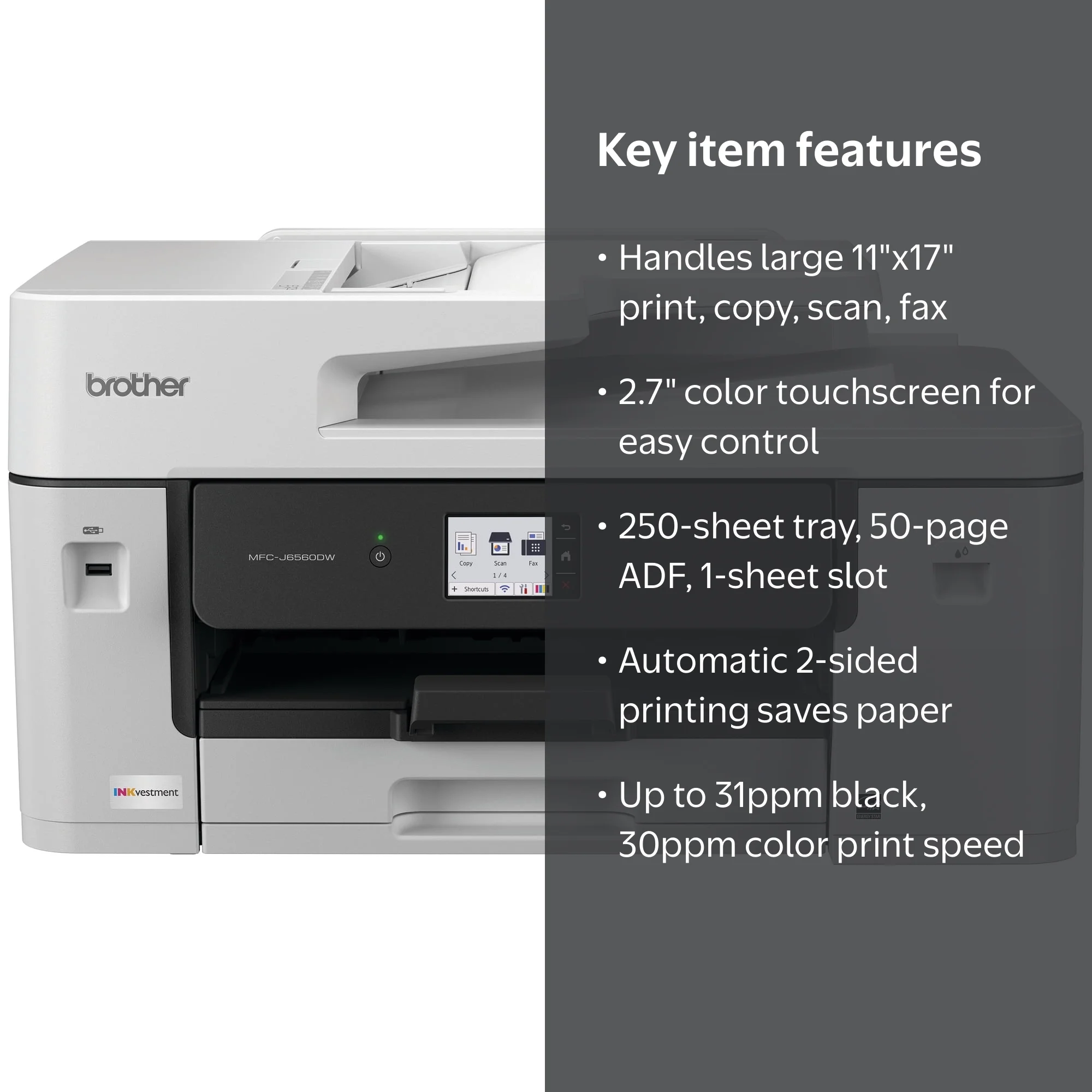 Brother MCF-J6560DW Wireless Color Inkjet All-in-One Printer, 11