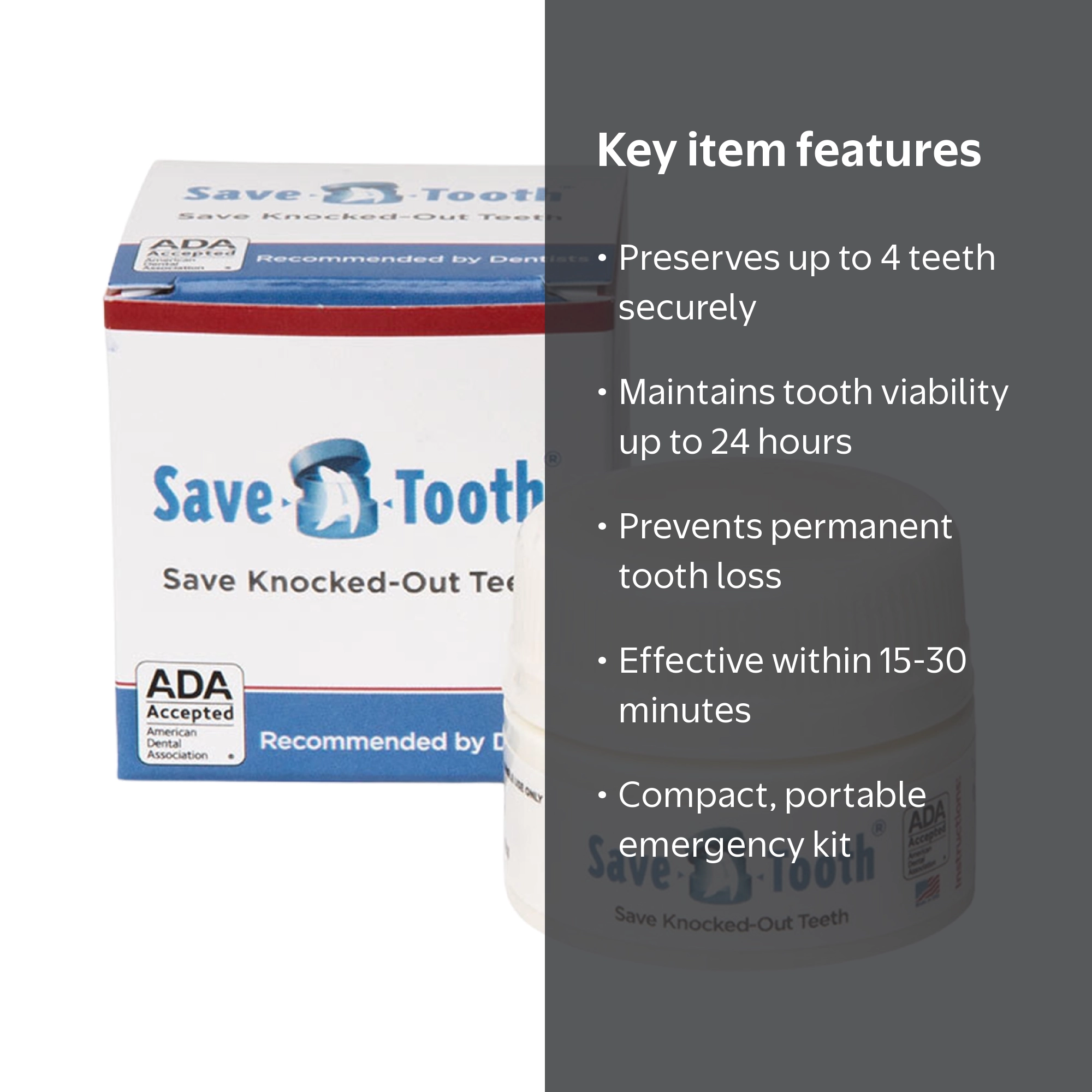 Save-A-Tooth Preserving Kit- Save up to 4 Knocked Out Teeth for up