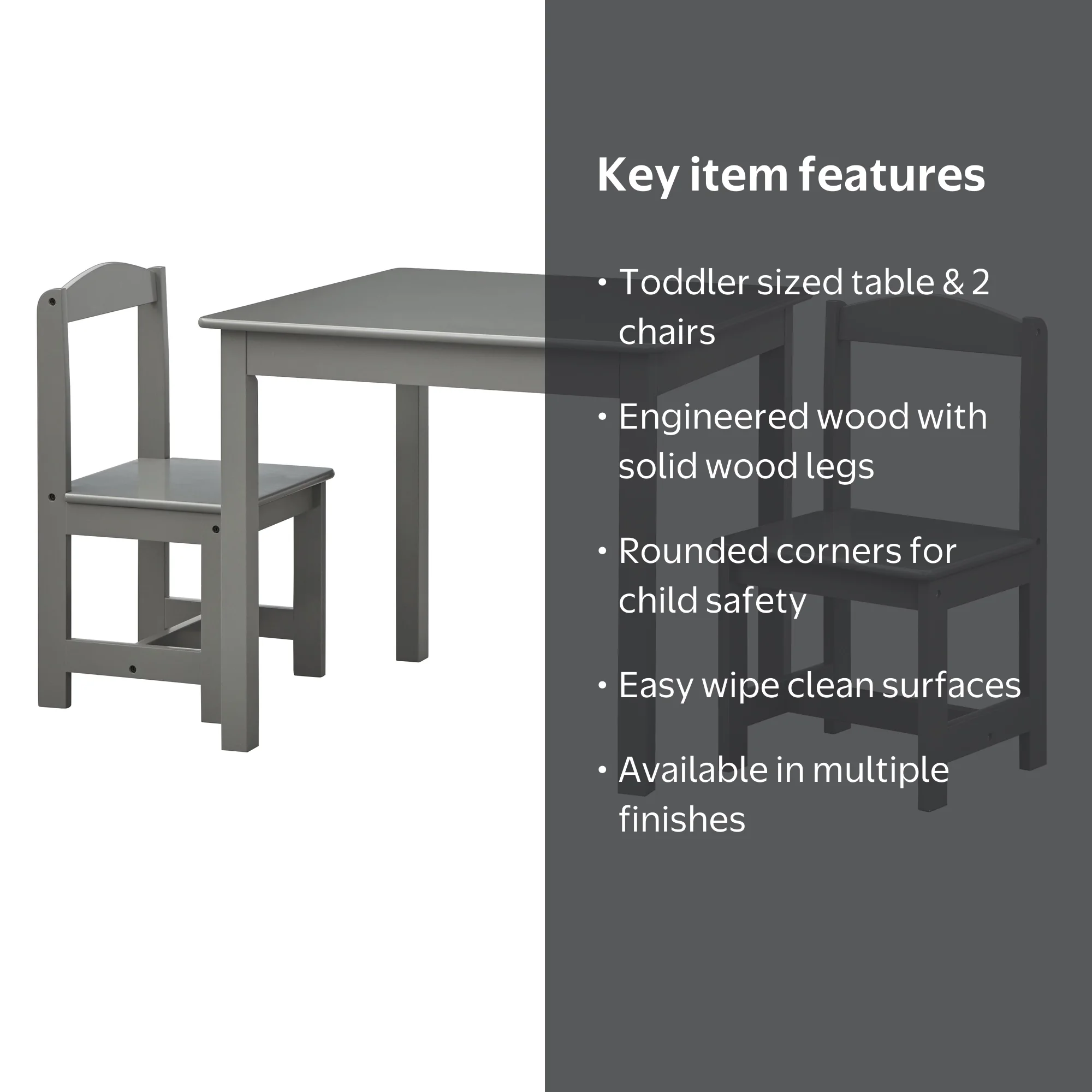 Free Shipping! TMS Hayden 3 Piece Kids Table & Chair Set, Gray