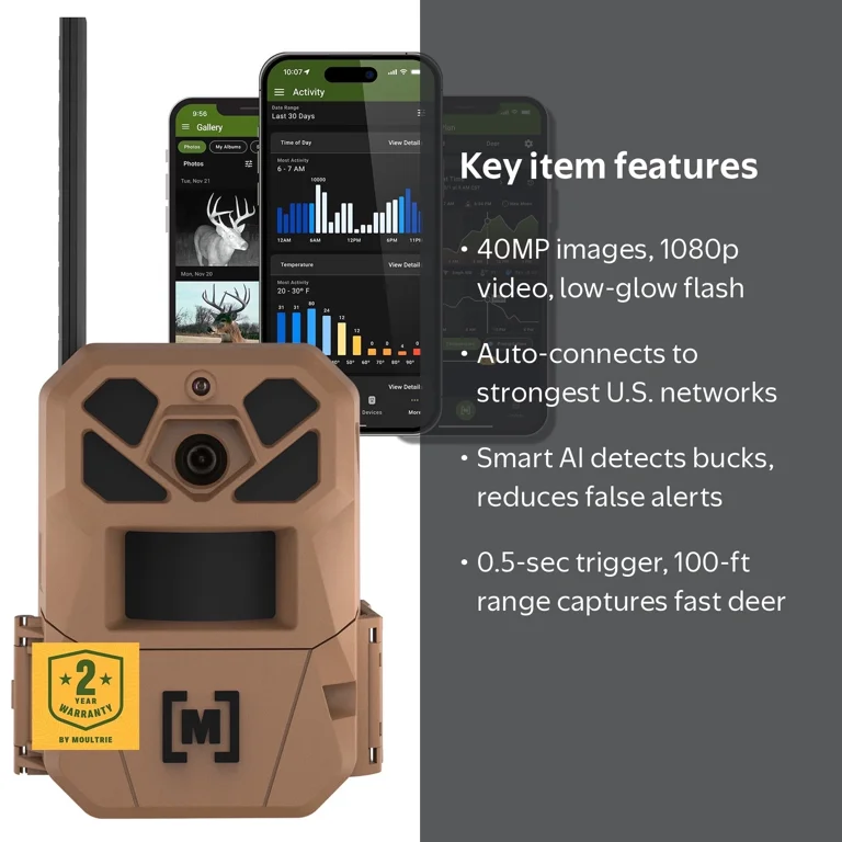 Moultrie, Cellular Trail Camera, Edge 3, 40MP 1080p HD Night