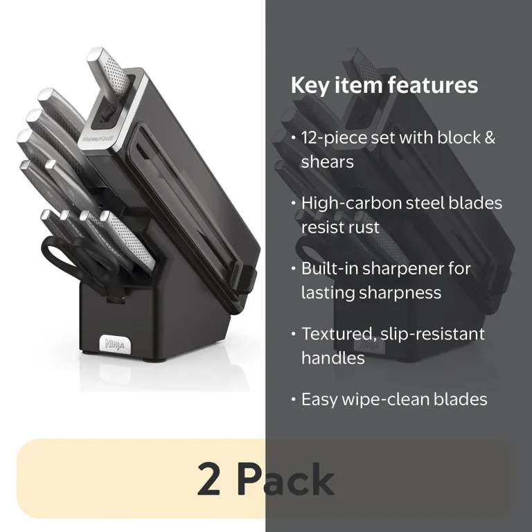 Ninja NeverDull 12-Piece Stainless Steel Knife Set with Built-in
