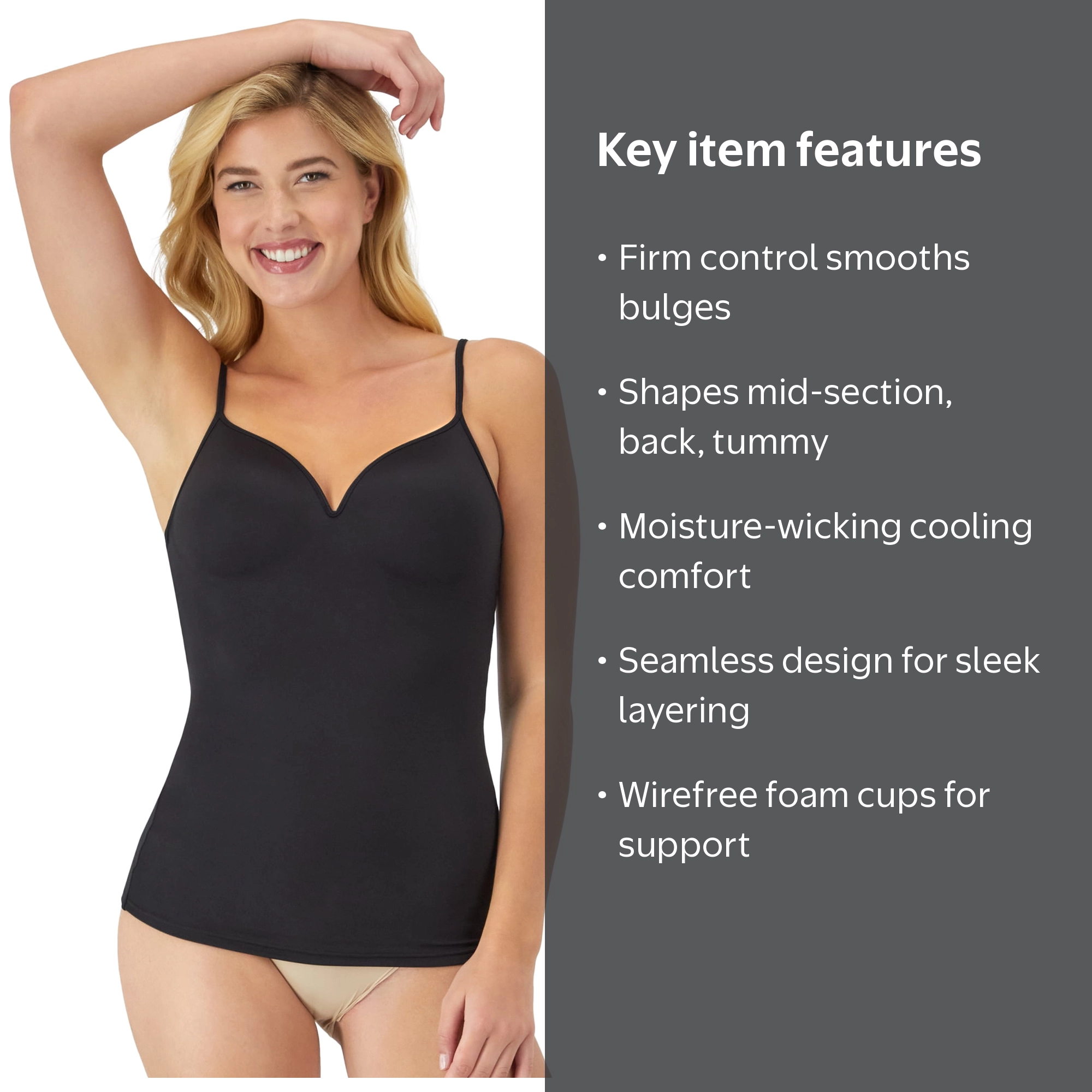 Maidenform Shaping Top with Firm Tummy Control Moisture Wicking