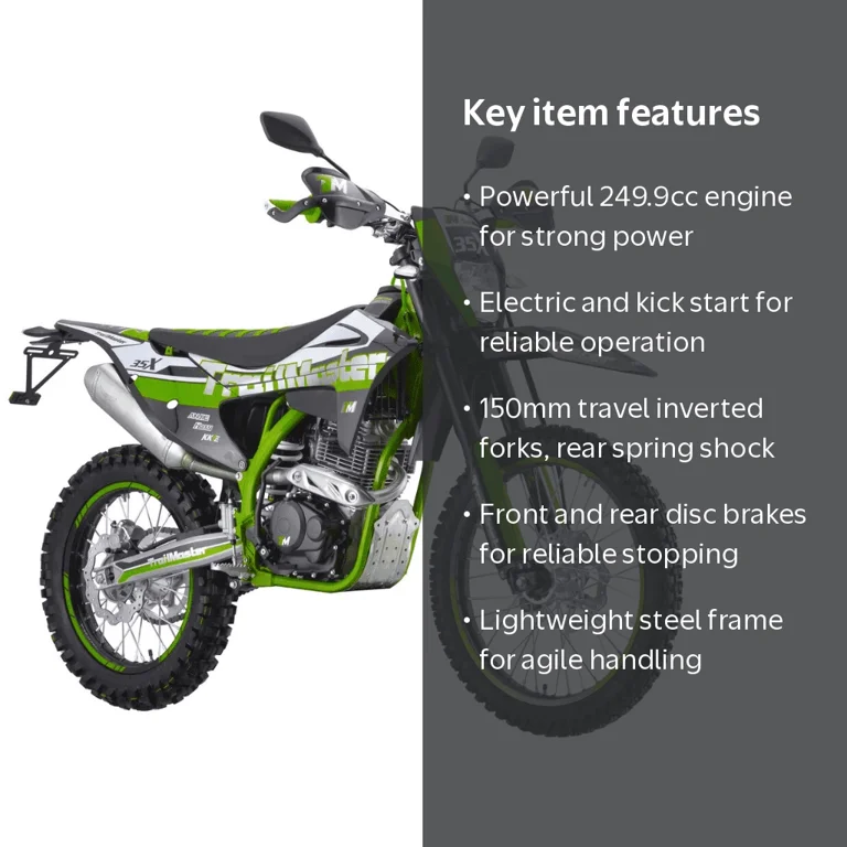 Trailmaster TM35X 250cc, Dual Sport Dirt Bike, 5-Speed Manual