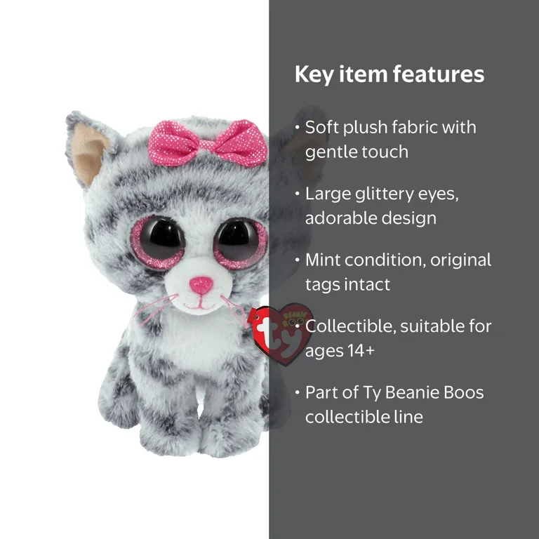 instinctoy grateful days ぬいキー　gray Ty Inc. Beanie Boo Plush Stuffed Animal Kiki, Grey Cat with Tabby
