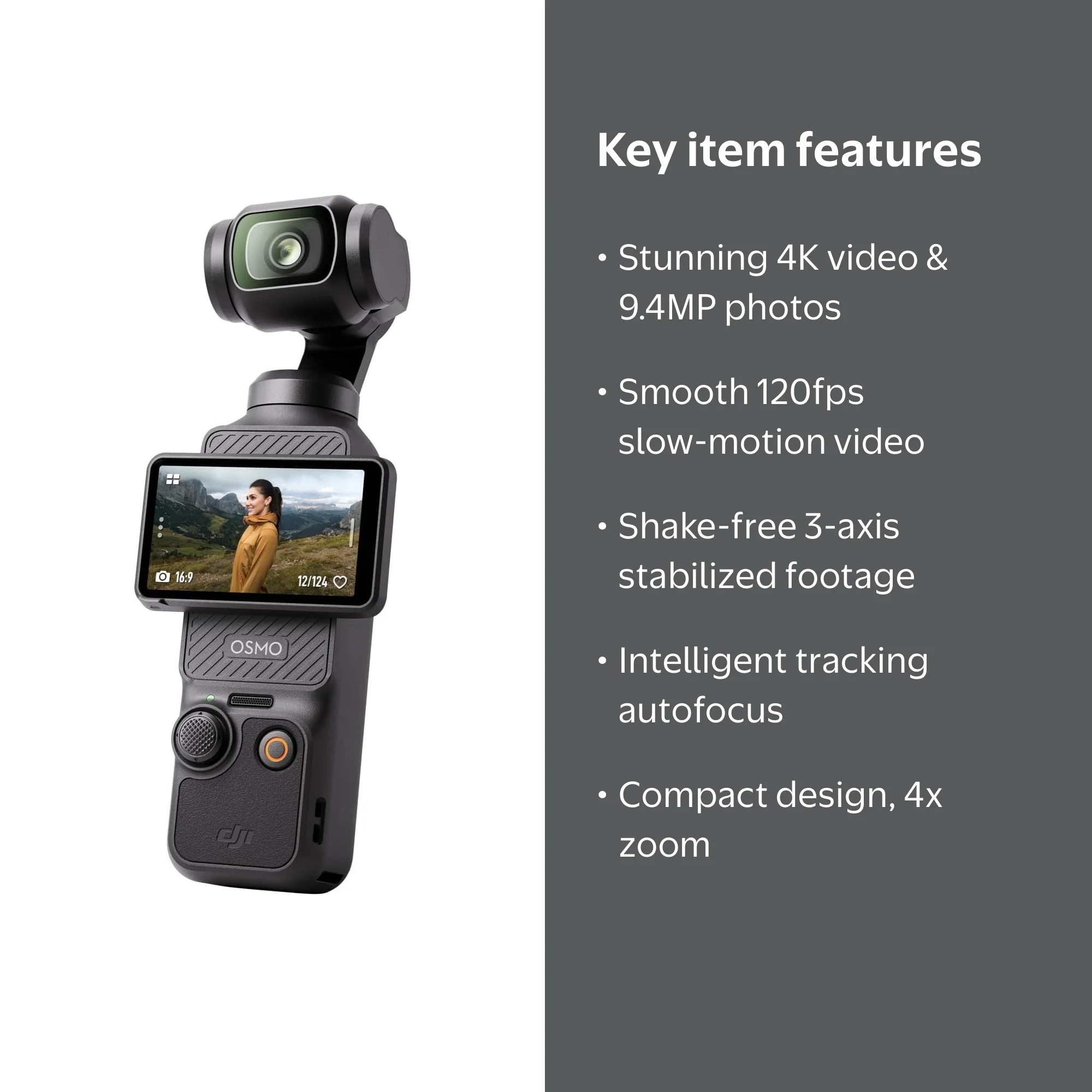 DJI Osmo Pocket 3 4K 9.4MP CMOS Camera Black 4x Zoom Vlogging